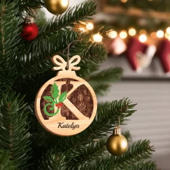 Personalized Christmas Ornament Initial With Name - 2 Layered Wooden Design, Custom Monogram Ornament, Christmas Hanging Decor Gifts For Women Boys Girls -Gift Series Store FMSJOOTNTT230524001 284x4 29 MK07