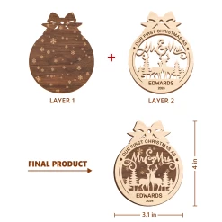 Personalized Christmas Ornament For Couples - Just Married, 2 Layered Wooden Design, First Christmas Keepsake -Gift Series Store FMSJOOTNTT240524001 MK03 7b479db0 0880 42a6 8094 fb4595502f14