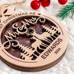 Personalized Christmas Ornament For Couples - Just Married, 2 Layered Wooden Design, First Christmas Keepsake -Gift Series Store FMSJOOTNTT240524001 MK05 987ebab4 57e3 42f5 886d c78f67fe0360