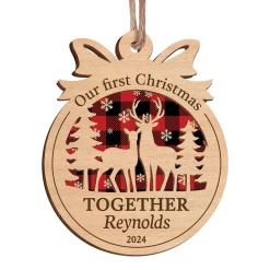 Personalized Gift For Couples - First Christmas Together Ornament, 2 Layered Wooden Design, Wedding Keepsake