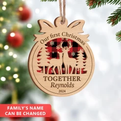 Personalized Gift For Couples - First Christmas Together Ornament, 2 Layered Wooden Design, Wedding Keepsake -Gift Series Store FMSJOOTNTT240524002 284x4 29 MK03 a78168dd 749f 40f0 b713 ca7667854803