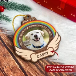 Personalized Pet Memorial Ornament, Dog Memorial 2 Layered Wooden Ornaments, Rainbow Bridge, Loss Of Pet Christmas Ornaments For Dog Lovers -Gift Series Store FMSJOOTNTT250524001 284x4 29 MK02