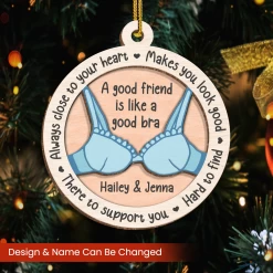 Personalized Best Friends Christmas Tree Ornament - 2 Layered Wooden Design, Custom Keepsake For Friends -Gift Series Store FMSJOOTNTT260524001 MK02