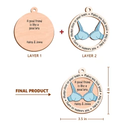 Personalized Best Friends Christmas Tree Ornament - 2 Layered Wooden Design, Custom Keepsake For Friends -Gift Series Store FMSJOOTNTT260524001 MK03