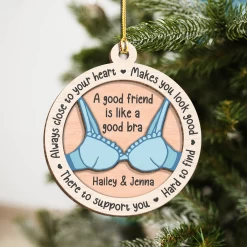 Personalized Best Friends Christmas Tree Ornament - 2 Layered Wooden Design, Custom Keepsake For Friends -Gift Series Store FMSJOOTNTT260524001 MK05