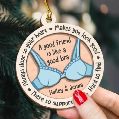 Personalized Best Friends Christmas Tree Ornament - 2 Layered Wooden Design, Custom Keepsake For Friends -Gift Series Store FMSJOOTNTT260524001 MK06