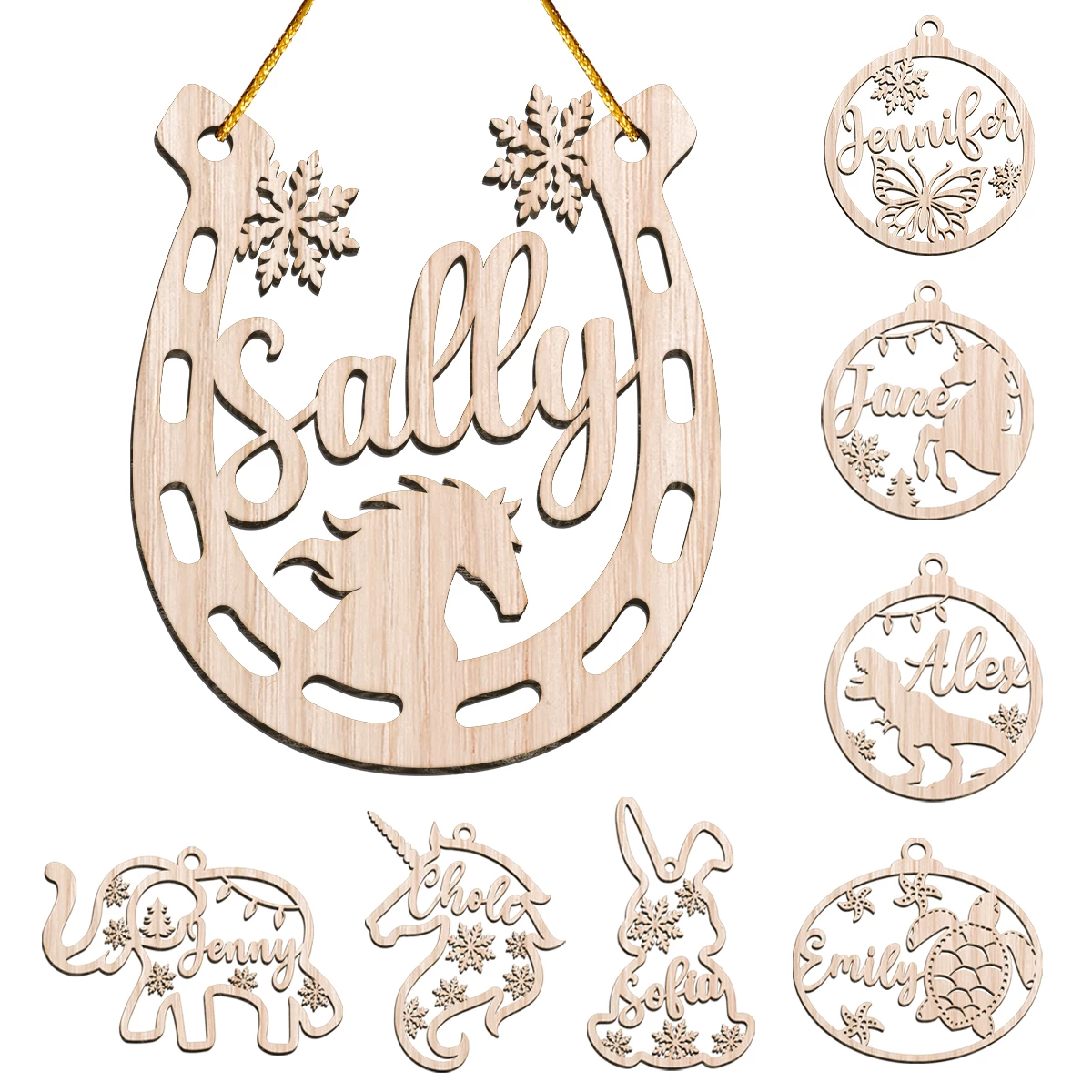 Personalized Animals Christmas Ornament - Custom Name Cut-out Wooden Ornament, Gift For Horse Rabbit Butterfly Unicorn Dinosaur Turtle Elephant Lovers 4 Personalized Animals Christmas Ornament - Custom Name Cut-out Wooden Ornament, Gift For Horse Rabbit Butterfly Unicorn Dinosaur Turtle Elephant Lovers - Image 2