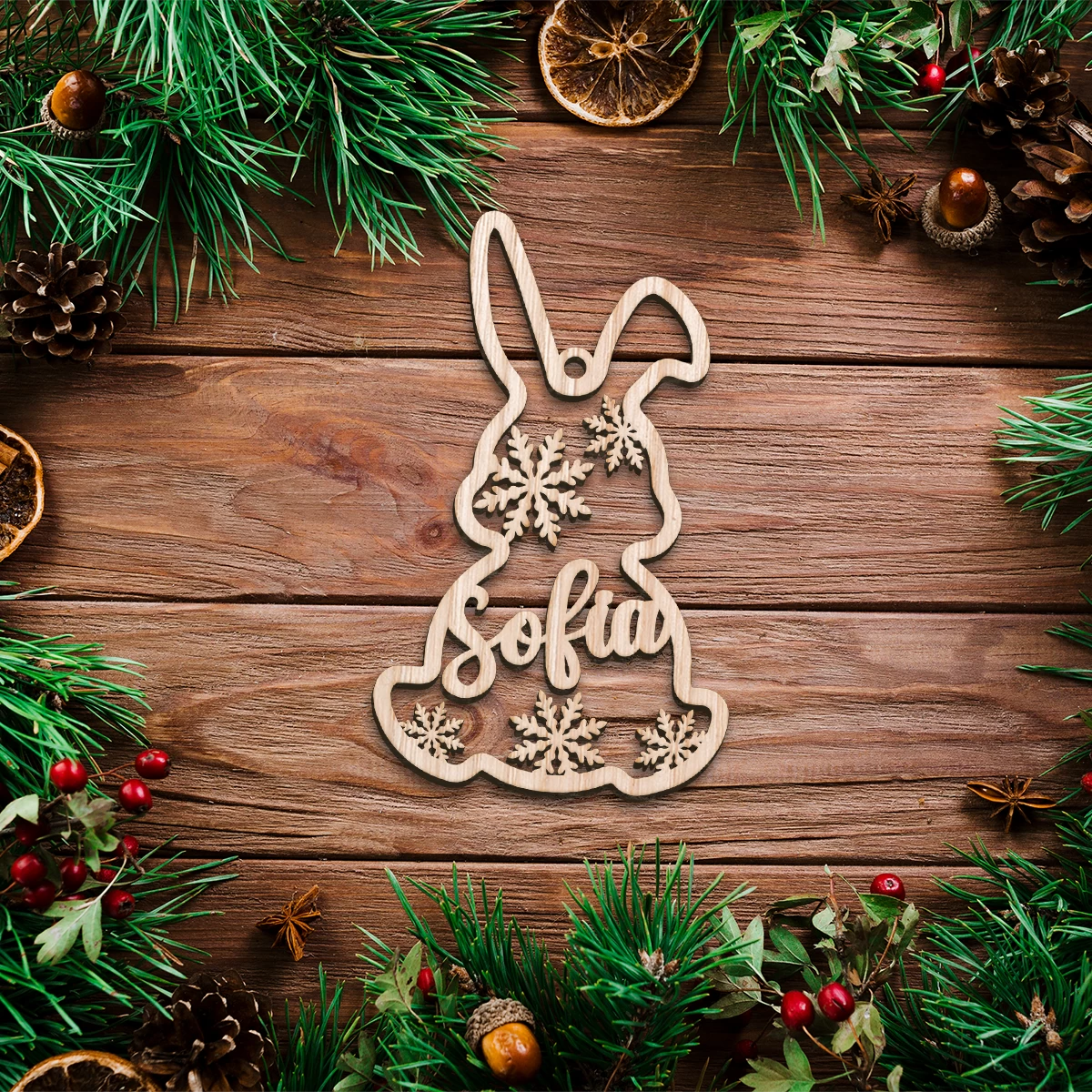 Personalized Animals Christmas Ornament - Custom Name Cut-out Wooden Ornament, Gift For Horse Rabbit Butterfly Unicorn Dinosaur Turtle Elephant Lovers 8 Personalized Animals Christmas Ornament - Custom Name Cut-out Wooden Ornament, Gift For Horse Rabbit Butterfly Unicorn Dinosaur Turtle Elephant Lovers - Image 6