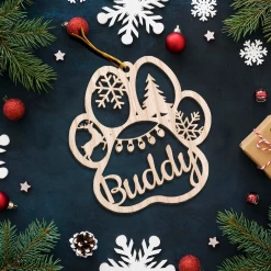 Personalized Dogs Christmas Ornament - Customized Dog Name Cut-out Wooden Ornament, Custom Dogs Name Ornaments, Gift Idea For Dog Lovers Pet Owners -Gift Series Store FMSJOTTATT060824001 MK03