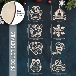 Personalized Dogs Christmas Ornament - Customized Dog Name Cut-out Wooden Ornament, Custom Dogs Name Ornaments, Gift Idea For Dog Lovers Pet Owners -Gift Series Store FMSJOTTATT060824001 MK04