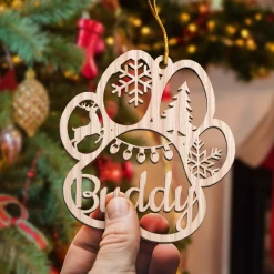 Personalized Dogs Christmas Ornament - Customized Dog Name Cut-out Wooden Ornament, Custom Dogs Name Ornaments, Gift Idea For Dog Lovers Pet Owners -Gift Series Store FMSJOTTATT060824001 MK06