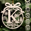 Personalized Monogram Christmas Ornament - Customized Initial Letter Cut-out Wooden Ornament, Alphabet Customized Gift For Women Men Friends Family -Gift Series Store FMSJOTTNTT200824001 MK01
