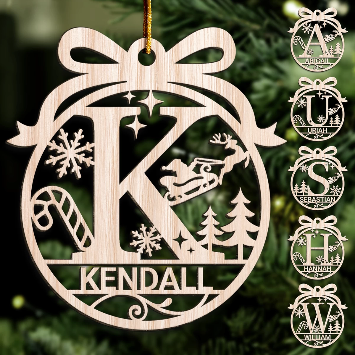 Personalized Monogram Christmas Ornament - Customized Initial Letter Cut-out Wooden Ornament, Alphabet Customized Gift For Women Men Friends Family 3 Personalized Monogram Christmas Ornament - Customized Initial Letter Cut-out Wooden Ornament, Alphabet Customized Gift For Women Men Friends Family