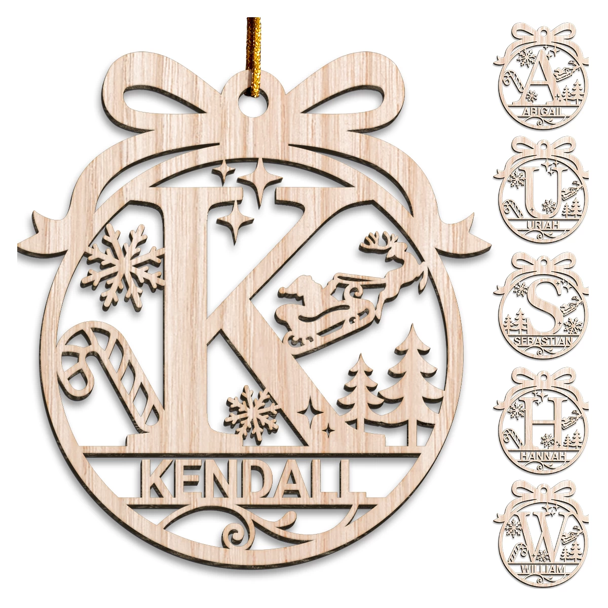 Personalized Monogram Christmas Ornament - Customized Initial Letter Cut-out Wooden Ornament, Alphabet Customized Gift For Women Men Friends Family 4 Personalized Monogram Christmas Ornament - Customized Initial Letter Cut-out Wooden Ornament, Alphabet Customized Gift For Women Men Friends Family - Image 2
