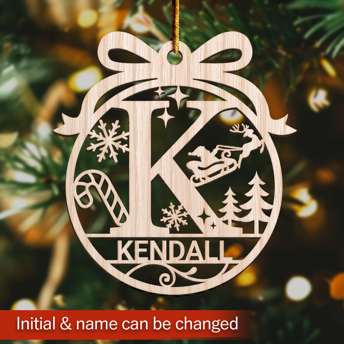 Personalized Monogram Christmas Ornament - Customized Initial Letter Cut-out Wooden Ornament, Alphabet Customized Gift For Women Men Friends Family 5 Personalized Monogram Christmas Ornament - Customized Initial Letter Cut-out Wooden Ornament, Alphabet Customized Gift For Women Men Friends Family - Image 3