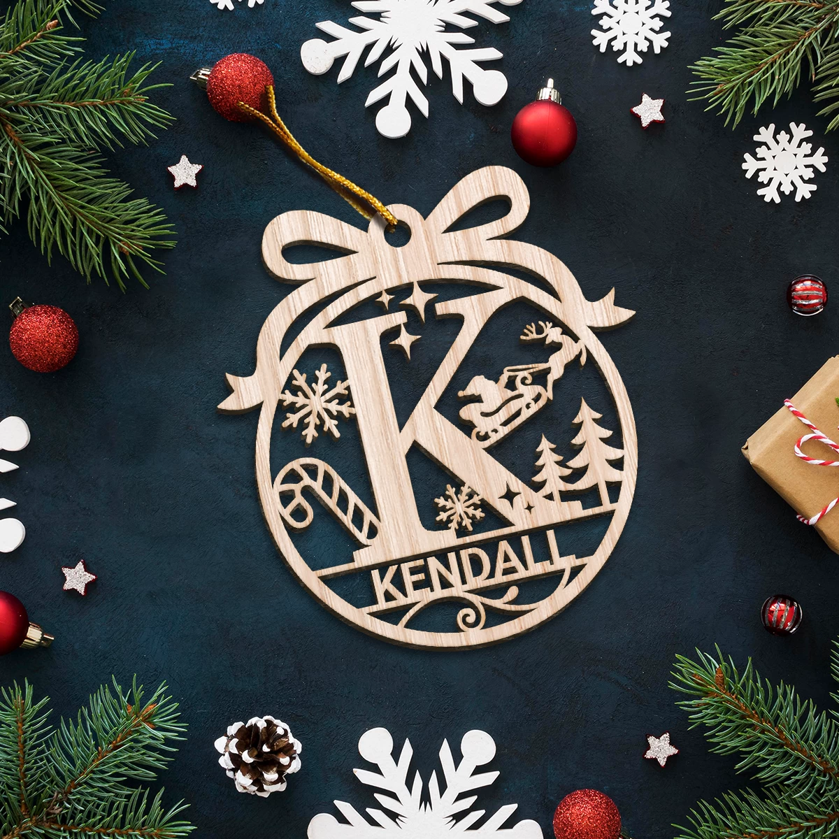 Personalized Monogram Christmas Ornament - Customized Initial Letter Cut-out Wooden Ornament, Alphabet Customized Gift For Women Men Friends Family 8 Personalized Monogram Christmas Ornament - Customized Initial Letter Cut-out Wooden Ornament, Alphabet Customized Gift For Women Men Friends Family - Image 6
