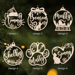 Personalized Cats Christmas Ornament - Customized Cat Name Cut-out Wooden Ornament, Gift Idea For Cat Lovers Pet Owners, Decoration Gift Wood Hanging Ornaments -Gift Series Store FMSJOTTTTT050824006 MK03