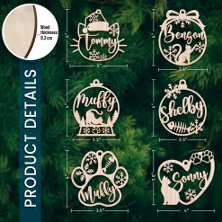 Personalized Cats Christmas Ornament - Customized Cat Name Cut-out Wooden Ornament, Gift Idea For Cat Lovers Pet Owners, Decoration Gift Wood Hanging Ornaments -Gift Series Store FMSJOTTTTT050824006 MK04