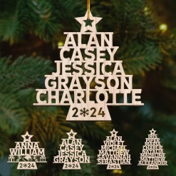Personalized Family Christmas Ornament - Custom Names Cut-out Wooden Ornament, Christmas Thanksgiving Gifts For Family Grandparents Mom Dad Men Women -Gift Series Store FMSJOTTTTT060824007 MK01b