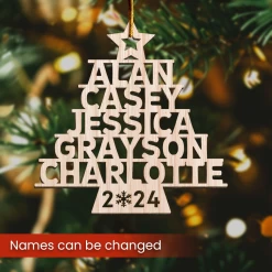Personalized Family Christmas Ornament - Custom Names Cut-out Wooden Ornament, Christmas Thanksgiving Gifts For Family Grandparents Mom Dad Men Women -Gift Series Store FMSJOTTTTT060824007 MK02