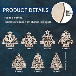 Personalized Family Christmas Ornament - Custom Names Cut-out Wooden Ornament, Christmas Thanksgiving Gifts For Family Grandparents Mom Dad Men Women -Gift Series Store FMSJOTTTTT060824007 MK03