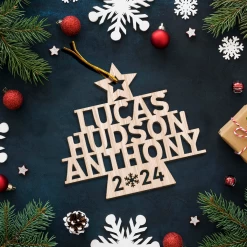 Personalized Family Christmas Ornament - Custom Names Cut-out Wooden Ornament, Christmas Thanksgiving Gifts For Family Grandparents Mom Dad Men Women -Gift Series Store FMSJOTTTTT060824007 MK04