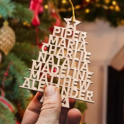 Personalized Family Christmas Ornament - Custom Names Cut-out Wooden Ornament, Christmas Thanksgiving Gifts For Family Grandparents Mom Dad Men Women -Gift Series Store FMSJOTTTTT060824007 MK06