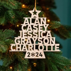 Personalized Family Christmas Ornament - Custom Names Cut-out Wooden Ornament, Christmas Thanksgiving Gifts For Family Grandparents Mom Dad Men Women -Gift Series Store FMSJOTTTTT060824007 MK07