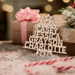 Personalized Family Christmas Ornament - Custom Names Cut-out Wooden Ornament, Christmas Thanksgiving Gifts For Family Grandparents Mom Dad Men Women -Gift Series Store FMSJOTTTTT060824007 MK08