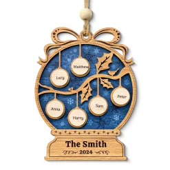 Personalized Family Ornament - Customized Name 3 Layered Wooden Ornament, Gift Ideas For Friends Men Women, Christmas Hanging Decor