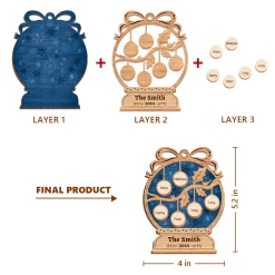 Personalized Family Ornament - Customized Name 3 Layered Wooden Ornament, Gift Ideas For Friends Men Women, Christmas Hanging Decor -Gift Series Store FMSJROHUTT050624001 284x6 29 MK04