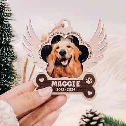 Personalized Pet Memorial Ornament, Dog Memorial 3 Layered Wooden Ornament, Sympathy Gifts Christmas Ornaments For Dog Lovers -Gift Series Store FMSJROLTTT220524001 MK04