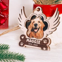 Personalized Pet Memorial Ornament, Dog Memorial 3 Layered Wooden Ornament, Sympathy Gifts Christmas Ornaments For Dog Lovers -Gift Series Store FMSJROLTTT220524001 MK06