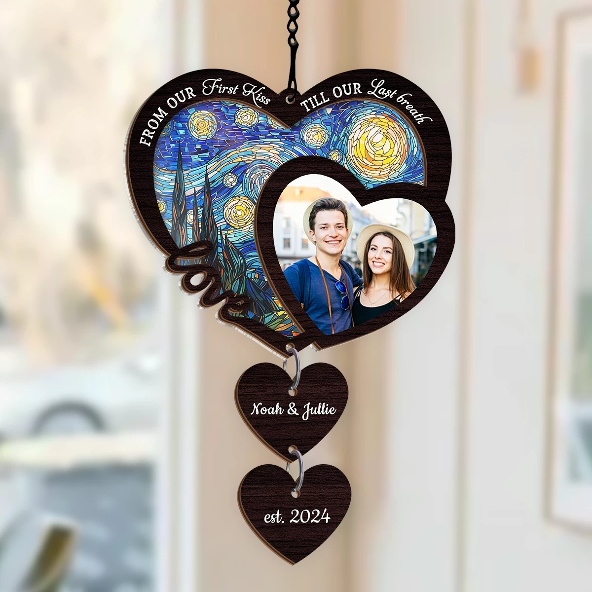 Personalized Couple Suncatcher Ornament, Custom Photo Wedding Gift, Christmas Ornaments, Anniversary Decoration 4 Personalized Couple Suncatcher Ornament, Custom Photo Wedding Gift, Christmas Ornaments, Anniversary Decoration - Image 2