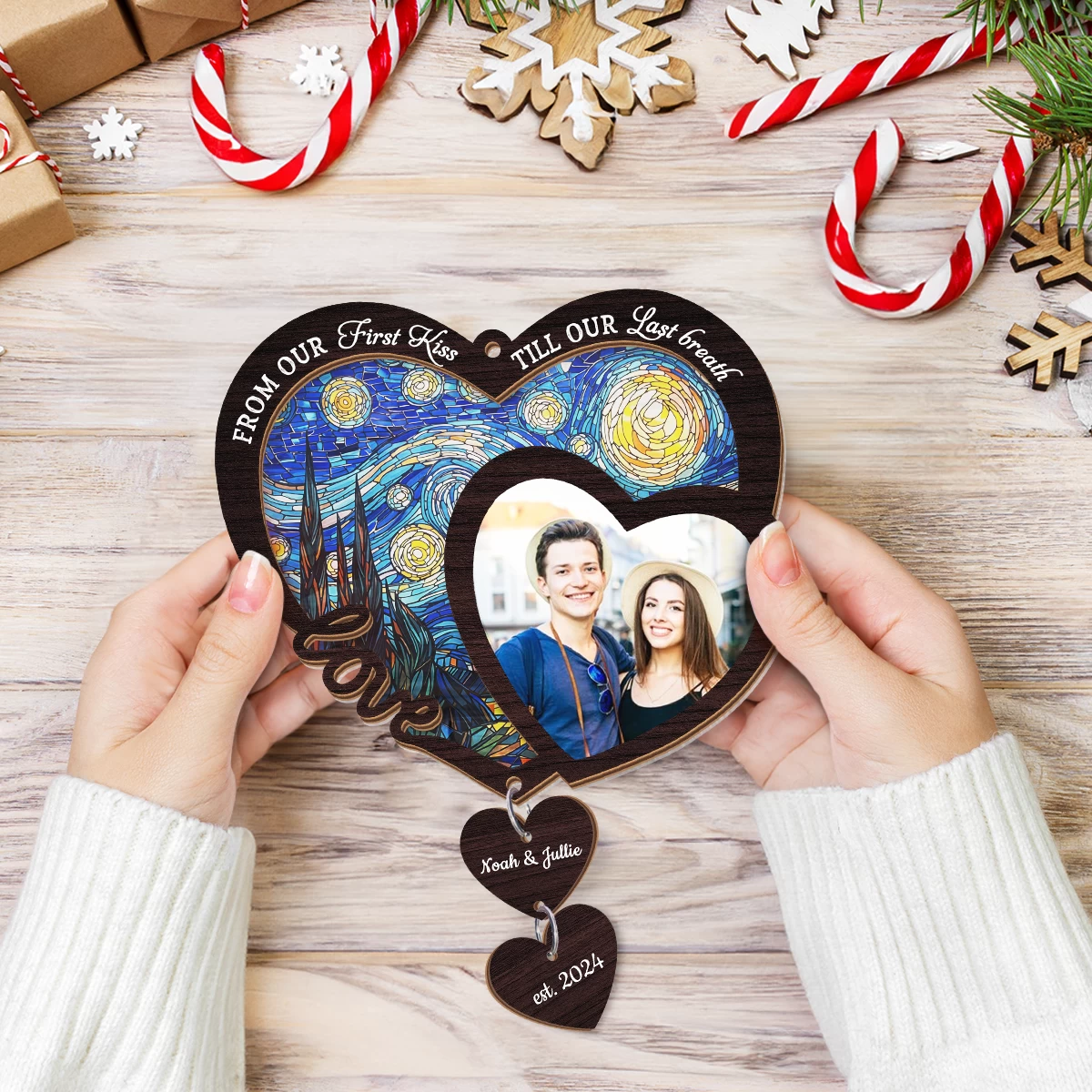 Personalized Couple Suncatcher Ornament, Custom Photo Wedding Gift, Christmas Ornaments, Anniversary Decoration 9 Personalized Couple Suncatcher Ornament, Custom Photo Wedding Gift, Christmas Ornaments, Anniversary Decoration - Image 7