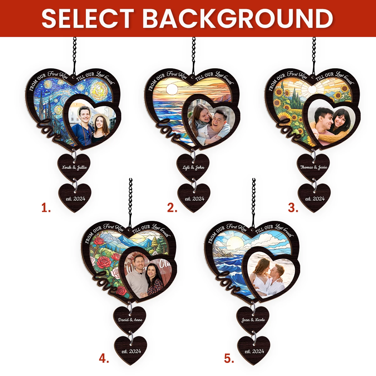 Personalized Couple Suncatcher Ornament, Custom Photo Wedding Gift, Christmas Ornaments, Anniversary Decoration 7 Personalized Couple Suncatcher Ornament, Custom Photo Wedding Gift, Christmas Ornaments, Anniversary Decoration - Image 5