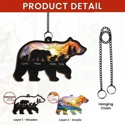 Personalized Mama Bear Suncatcher Ornament For Mom, Gift For Mom, Custom Indoor Window Hanging, Christmas Decoration -Gift Series Store FMSJSUHUTT200824002 MK04