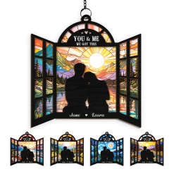Personalized Couple Suncatcher Ornament You & Me We Got This, Gift For Wedding, Engagement Christmas Decoration, Window Hanging Sign