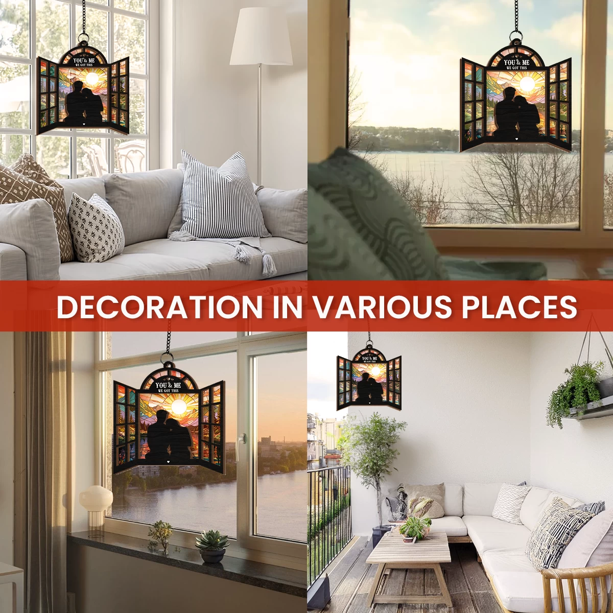 Personalized Couple Suncatcher Ornament You & Me We Got This, Gift For Wedding, Engagement Christmas Decoration, Window Hanging Sign 10 Personalized Couple Suncatcher Ornament You & Me We Got This, Gift For Wedding, Engagement Christmas Decoration, Window Hanging Sign - Image 8