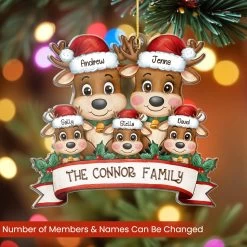 Personalized Family Ornament - Customized Shaped Acrylic Ornaments, Custom Name Reindeer Xmas Ornament, Customized Christmas Hanging Decoration Gifts -Gift Series Store FMSJSYCITT210824001 MK02