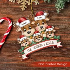 Personalized Family Ornament - Customized Shaped Acrylic Ornaments, Custom Name Reindeer Xmas Ornament, Customized Christmas Hanging Decoration Gifts -Gift Series Store FMSJSYCITT210824001 MK03