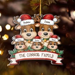 Personalized Family Ornament - Customized Shaped Acrylic Ornaments, Custom Name Reindeer Xmas Ornament, Customized Christmas Hanging Decoration Gifts -Gift Series Store FMSJSYCITT210824001 MK04