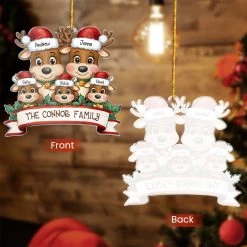 Personalized Family Ornament - Customized Shaped Acrylic Ornaments, Custom Name Reindeer Xmas Ornament, Customized Christmas Hanging Decoration Gifts -Gift Series Store FMSJSYCITT210824001 MK06