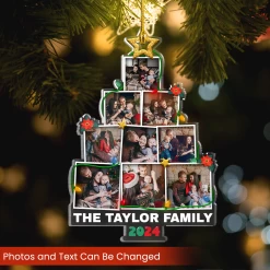 Personalized Family Name Photo Ornament - Customized Photo Christmas Tree Shaped Acrylic Ornaments, Custom Ornaments, Birthday Gift For Family Members -Gift Series Store FMSJSYLTTT140824001 MK02