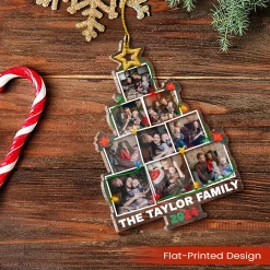 Personalized Family Name Photo Ornament - Customized Photo Christmas Tree Shaped Acrylic Ornaments, Custom Ornaments, Birthday Gift For Family Members -Gift Series Store FMSJSYLTTT140824001 MK03