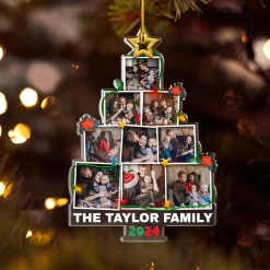 Personalized Family Name Photo Ornament - Customized Photo Christmas Tree Shaped Acrylic Ornaments, Custom Ornaments, Birthday Gift For Family Members -Gift Series Store FMSJSYLTTT140824001 MK04