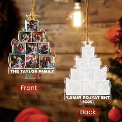 Personalized Family Name Photo Ornament - Customized Photo Christmas Tree Shaped Acrylic Ornaments, Custom Ornaments, Birthday Gift For Family Members -Gift Series Store FMSJSYLTTT140824001 MK06