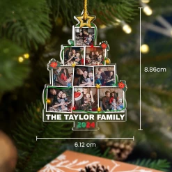 Personalized Family Name Photo Ornament - Customized Photo Christmas Tree Shaped Acrylic Ornaments, Custom Ornaments, Birthday Gift For Family Members -Gift Series Store FMSJSYLTTT140824001 MK07