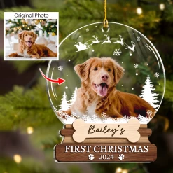 Personalized Dog Cat Photo Ornament - Customized Pets Photo Shaped Acrylic Ornaments, Acrylic Dog Cat First Christmas Ornaments, Gift For Pet Lovers