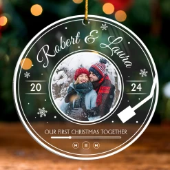 Personalized Couple Ornament - Customized Couple Photo Shaped Acrylic Ornaments, Gifts For Husband Wife, Our First Christmas